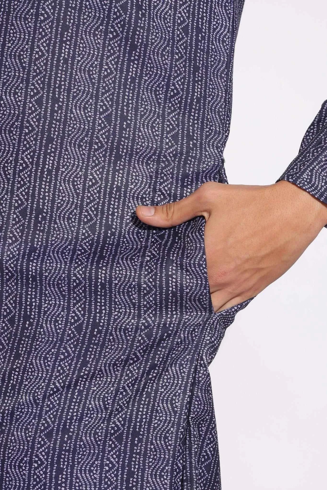 Trending Black and Grey Lining Design Print Kurta