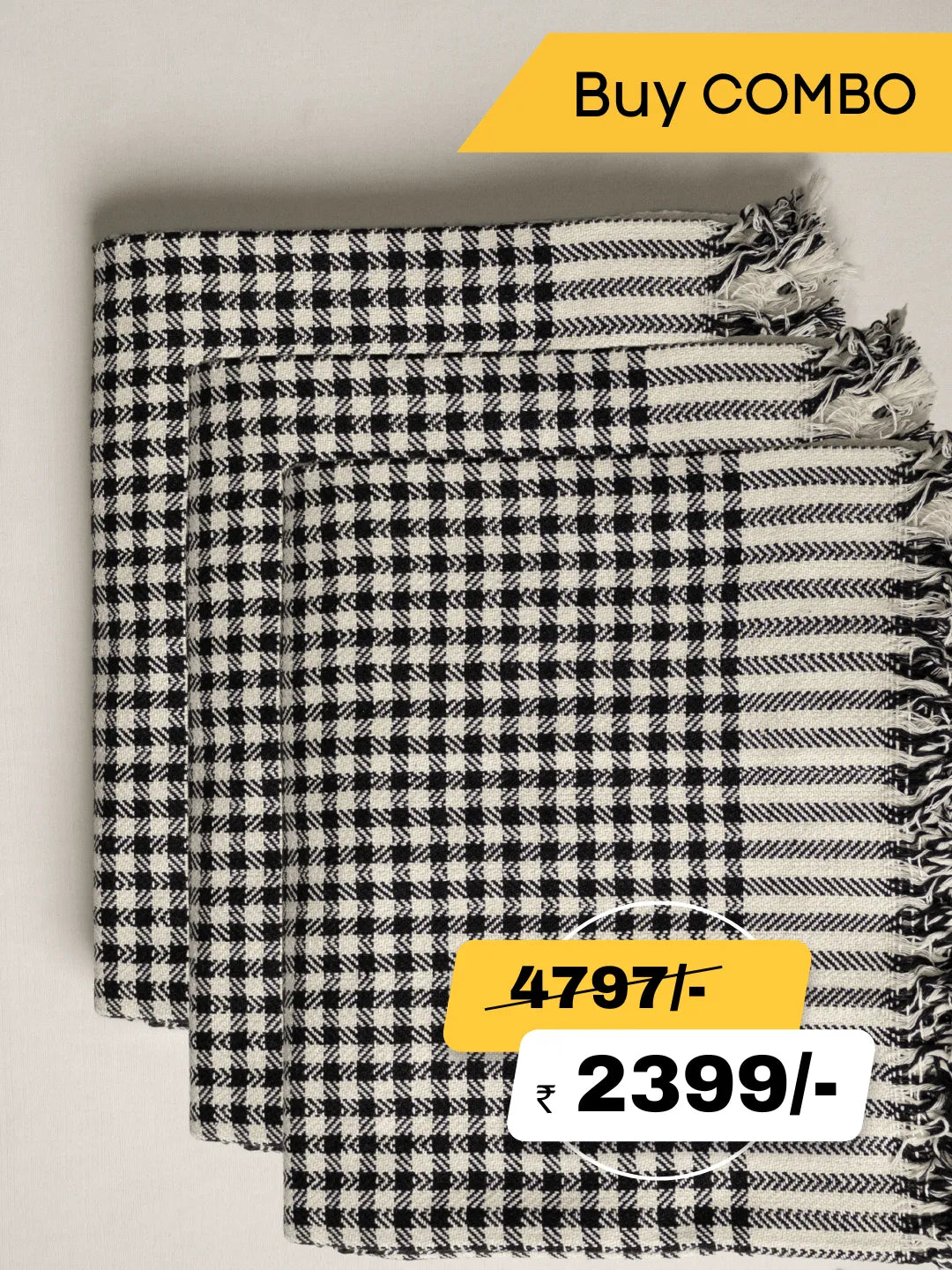 Hand Woven Khadi Blankets, Khes, Throw - All Season - Black