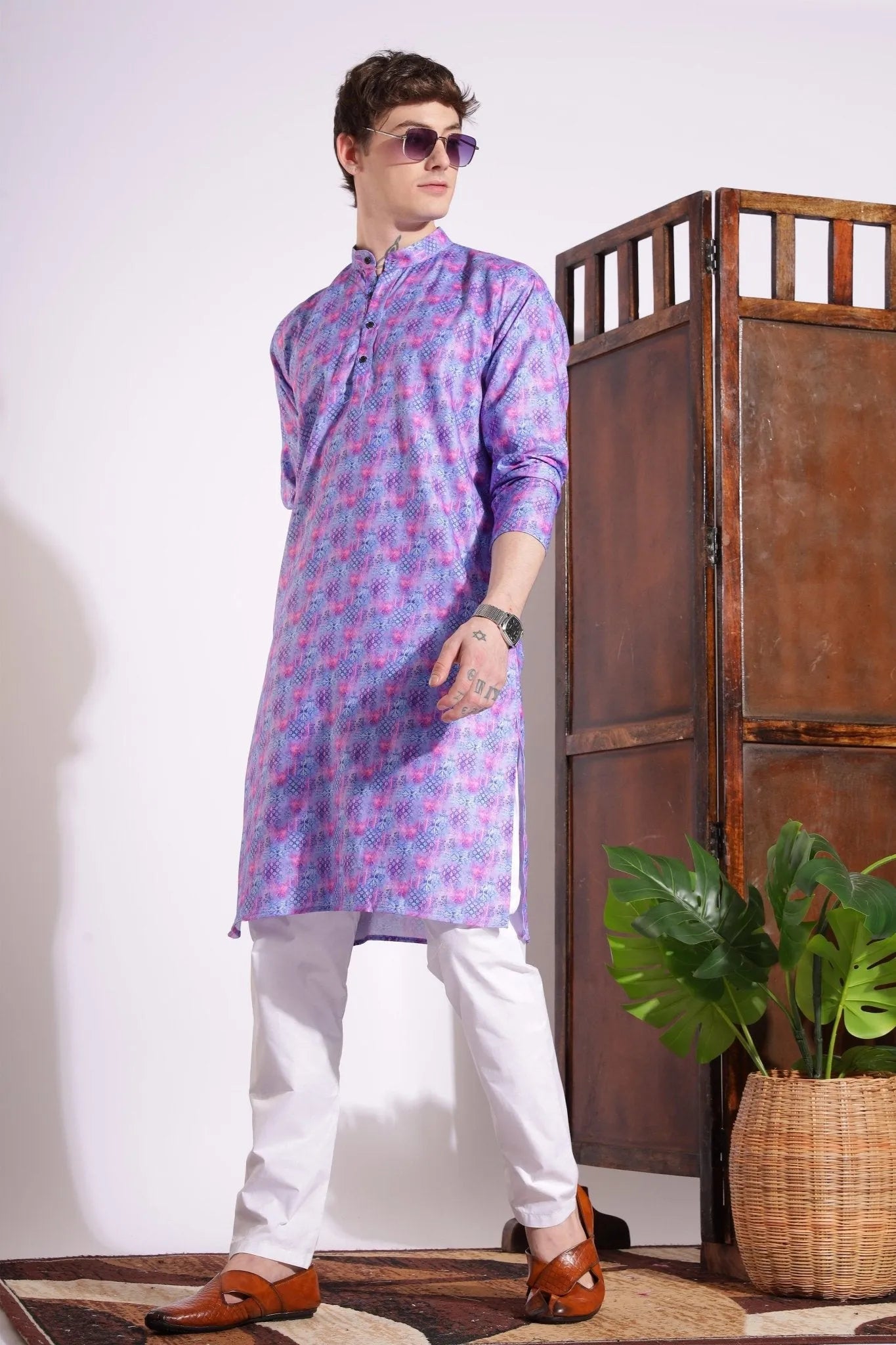 Elegant Print Kurta Purple Color