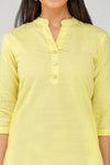 Women's Khadi Short Kurti Pastel Yellow
