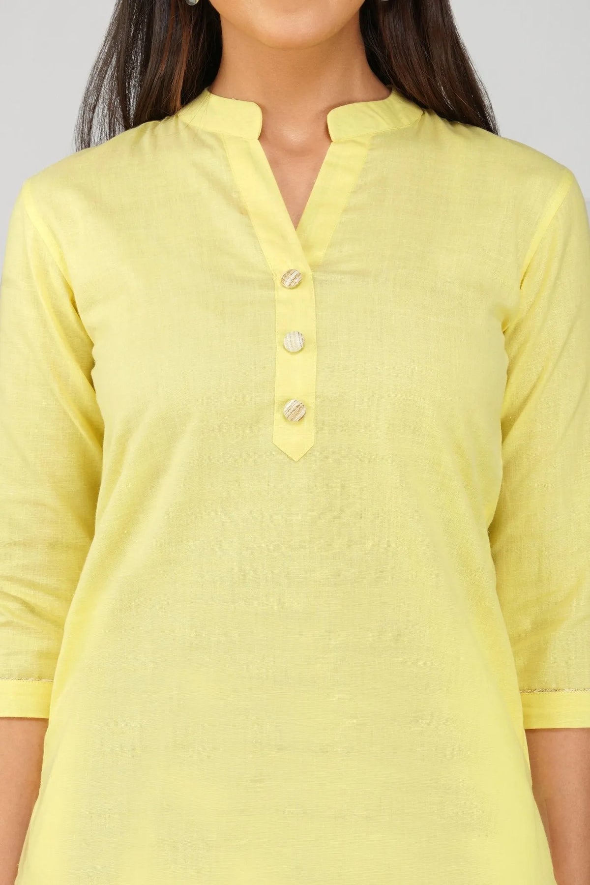 Women's Khadi Short Kurti Pastel Yellow