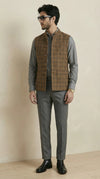 Reversible Wood Brown Nehru Fit Jacket | 100% Woolen