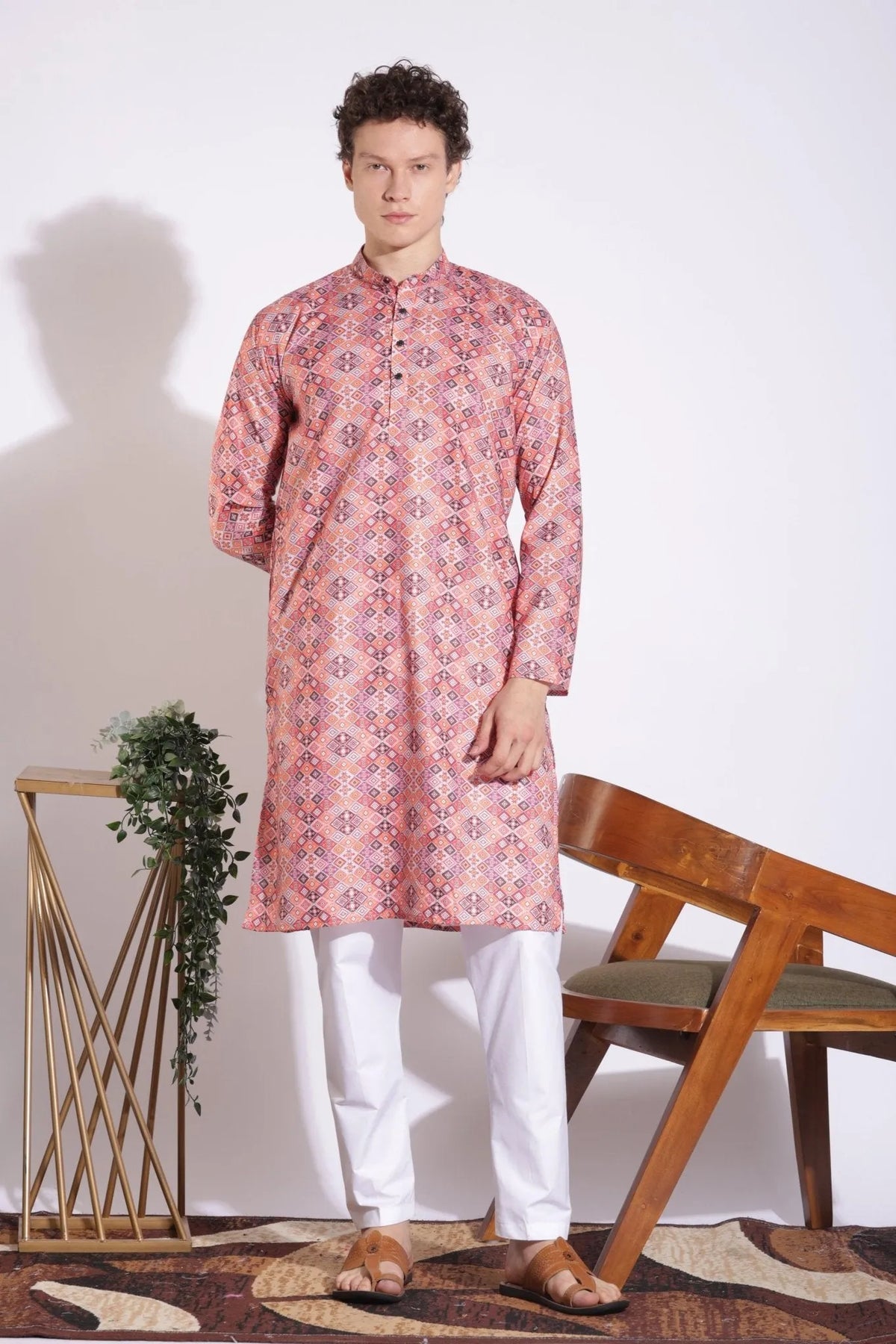 Traditional Attire Pink Print Kurta
