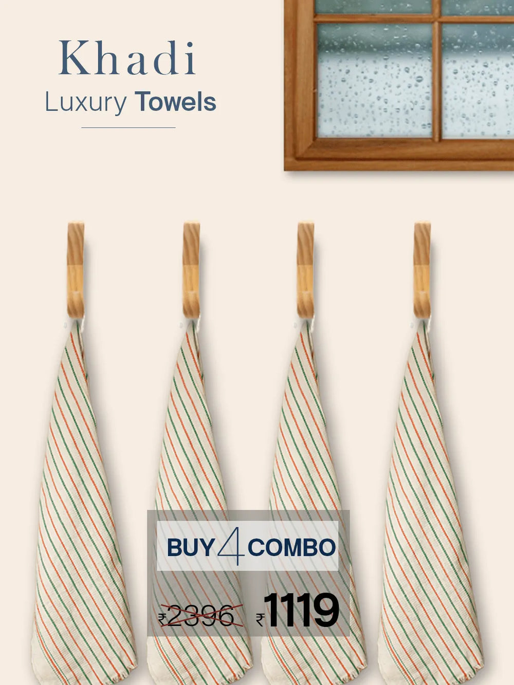 100% Cotton Khadi Towel White Color