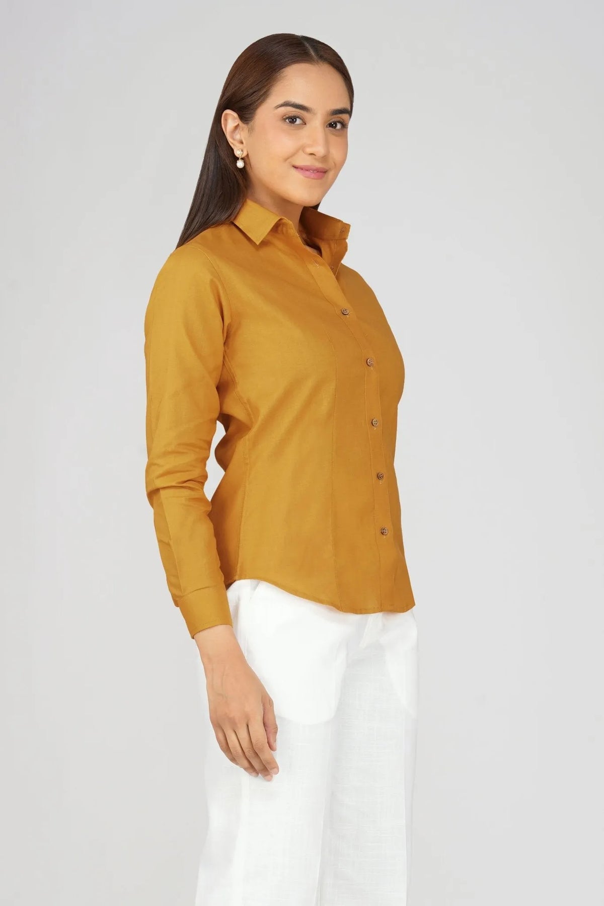 Women's Khadi Shirt Mustard Yellow