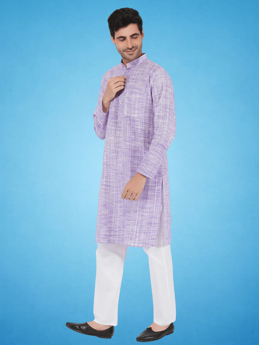 Purple Colour Khadi Kurta