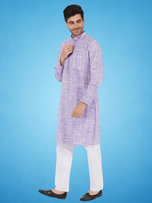 Purple Colour Khadi Kurta