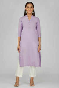 Women’s Lavender Khadi Long Kurti - Soft Cotton Comfort