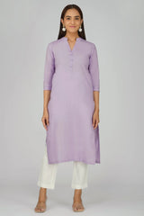 Women's Khadi Long Kurti Lavander