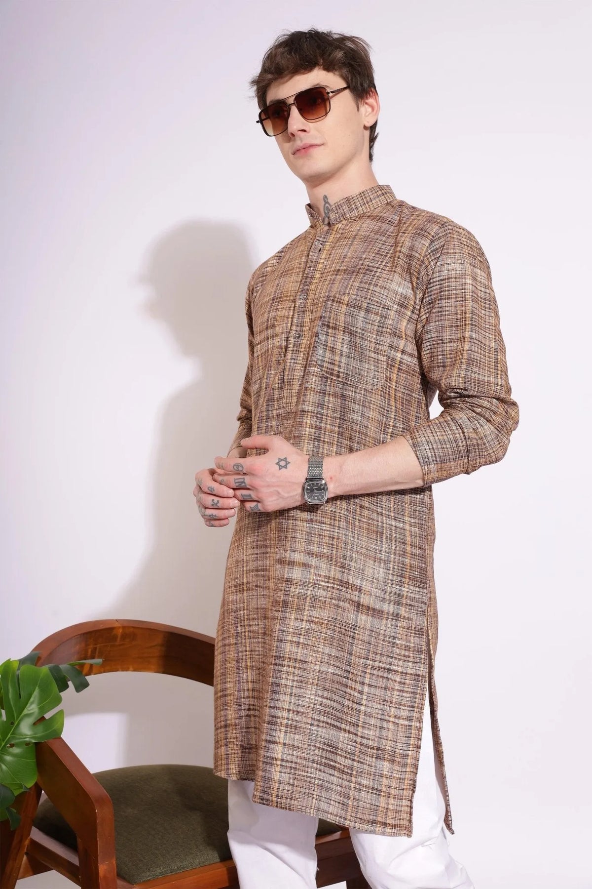 Coffee Khadi Kurta