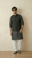 Reversible Coal Nehru Fit Jacket | 100% Woolen
