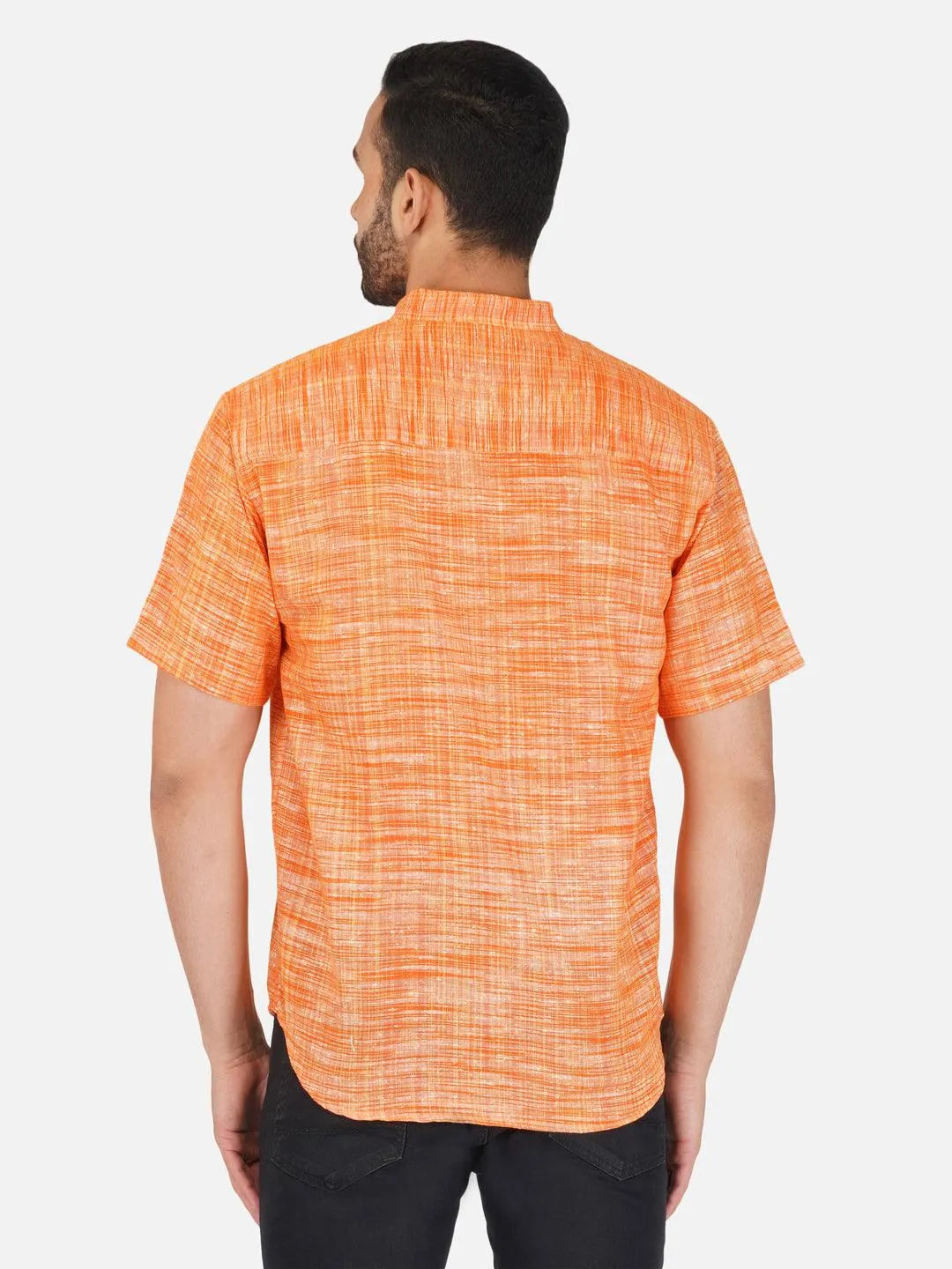 Pure Khadi Short Kurta in Orange Color