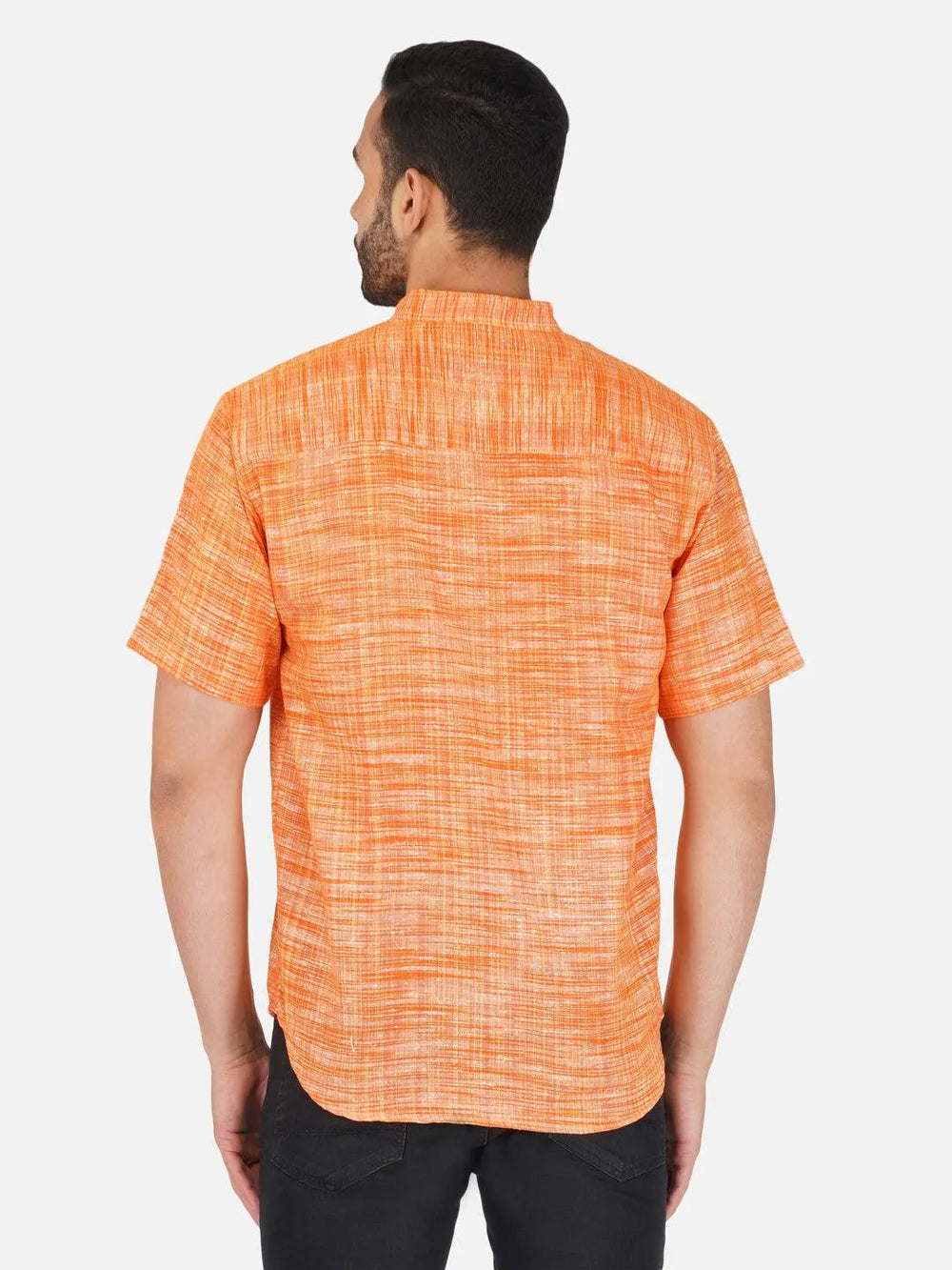 Pure Khadi Short Kurta in Orange Color