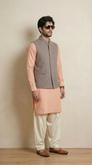 Soft Brown Signature Nehru Fit Jacket | 100% Woolen