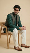 Dark Green Signature Nehru Fit Jacket | 100% Woolen