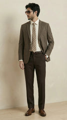 Biscuit Brown Tweed Blazer | 100% Wool, Classic Structured Fit
