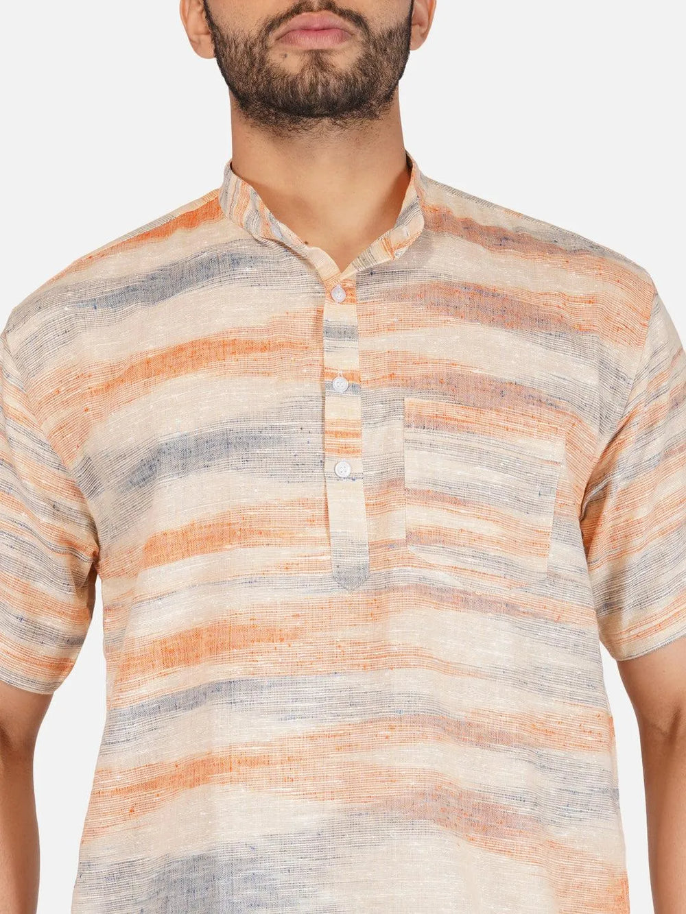 Pure Khadi Short Kurta in Golden Color