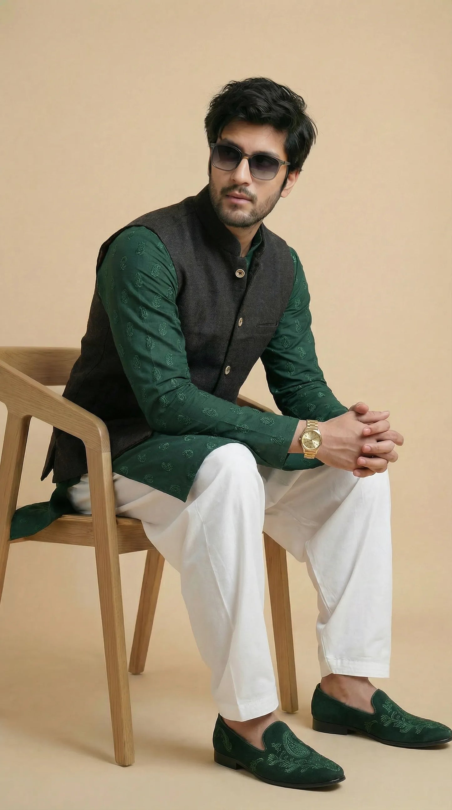 Shadow Black Signature Nehru Fit Jacket | 100% Woolen