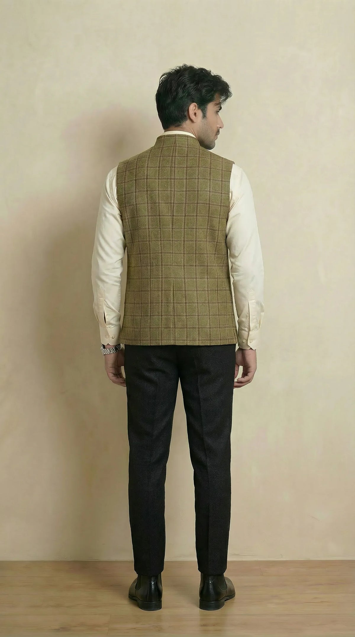Fresh Green Signature Nehru Fit Jacket | 100% Woolen