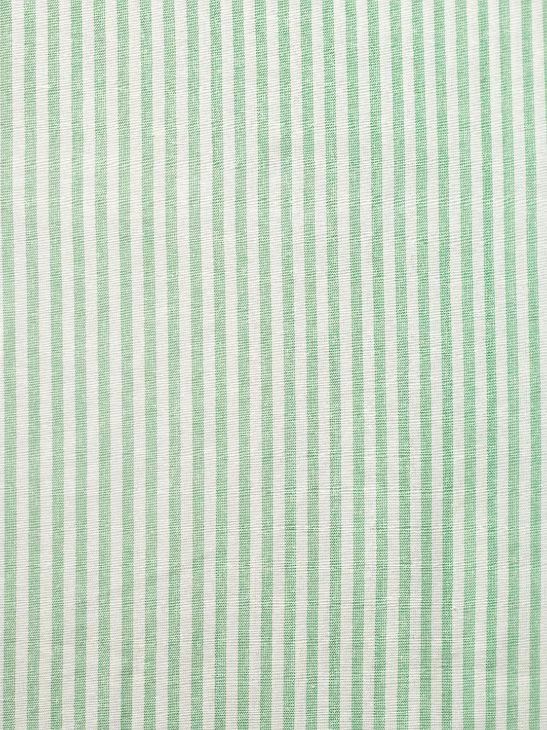 White & Green Big Line Trending Khadi Fabric