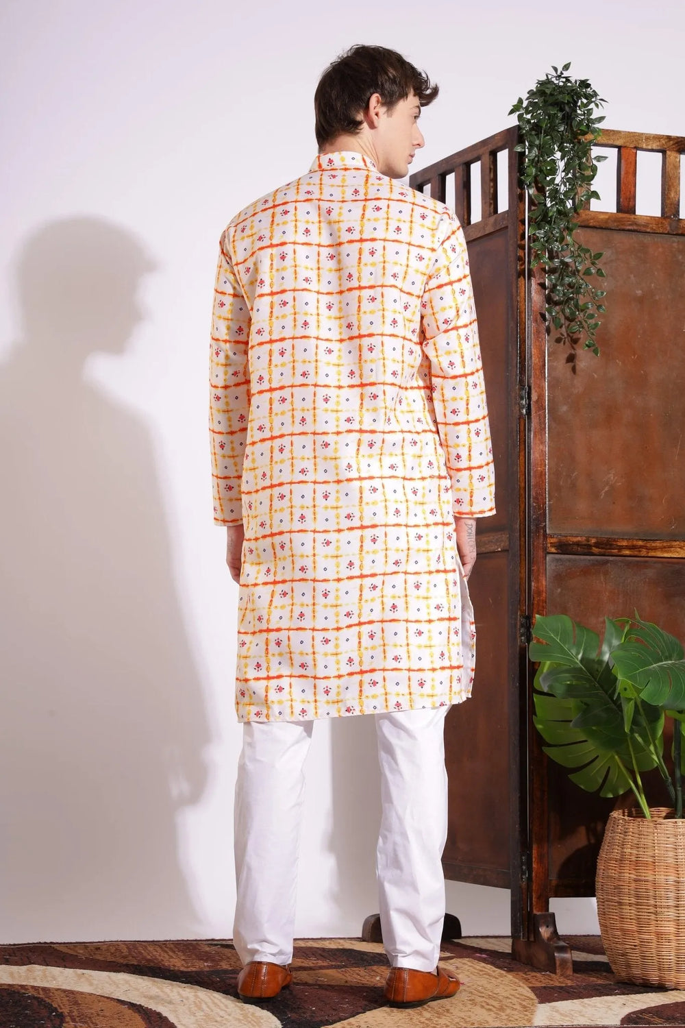 Traditional Print Kurta Cream Color