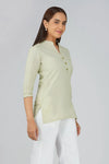 Women's Khadi Short Kurti Light Olive Green