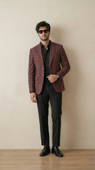 Reddish Tweed Blazer | 100% Wool, Classic Structured Fit