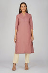 Women's Long Khadi Kurti Dusky Rose Pink
