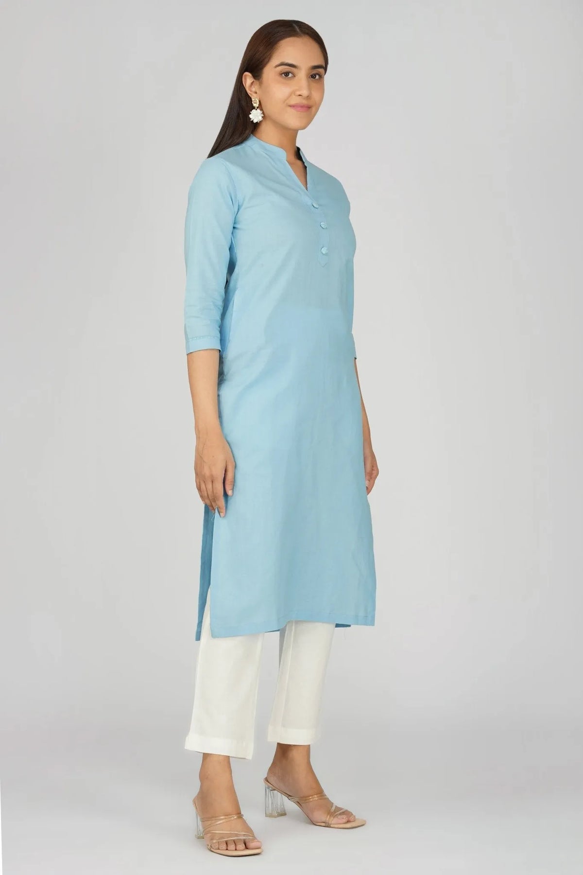 Women's Khadi Long  Kurti Beige Brown