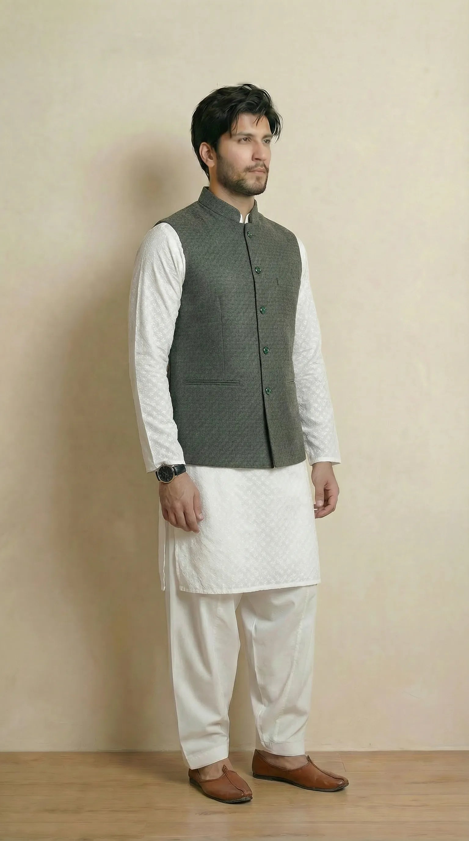 Forest Green Signature Nehru Fit Jacket | 100% Woolen