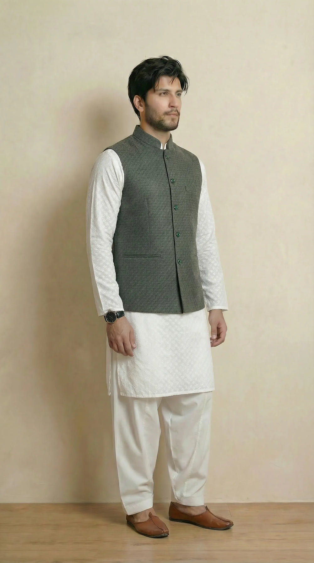 Forest Green Signature Nehru Fit Jacket | 100% Woolen
