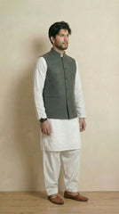 Forest Green Signature Nehru Fit Jacket | 100% Woolen