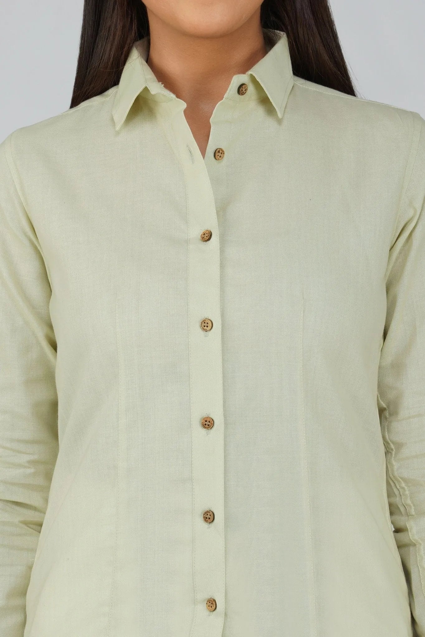 Women's Khadi Shirt Light Olive Green