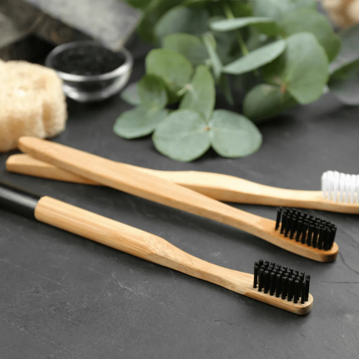 Premium Bamboo Toothbrush with Charcoal Activated Bristles Pack Of 4