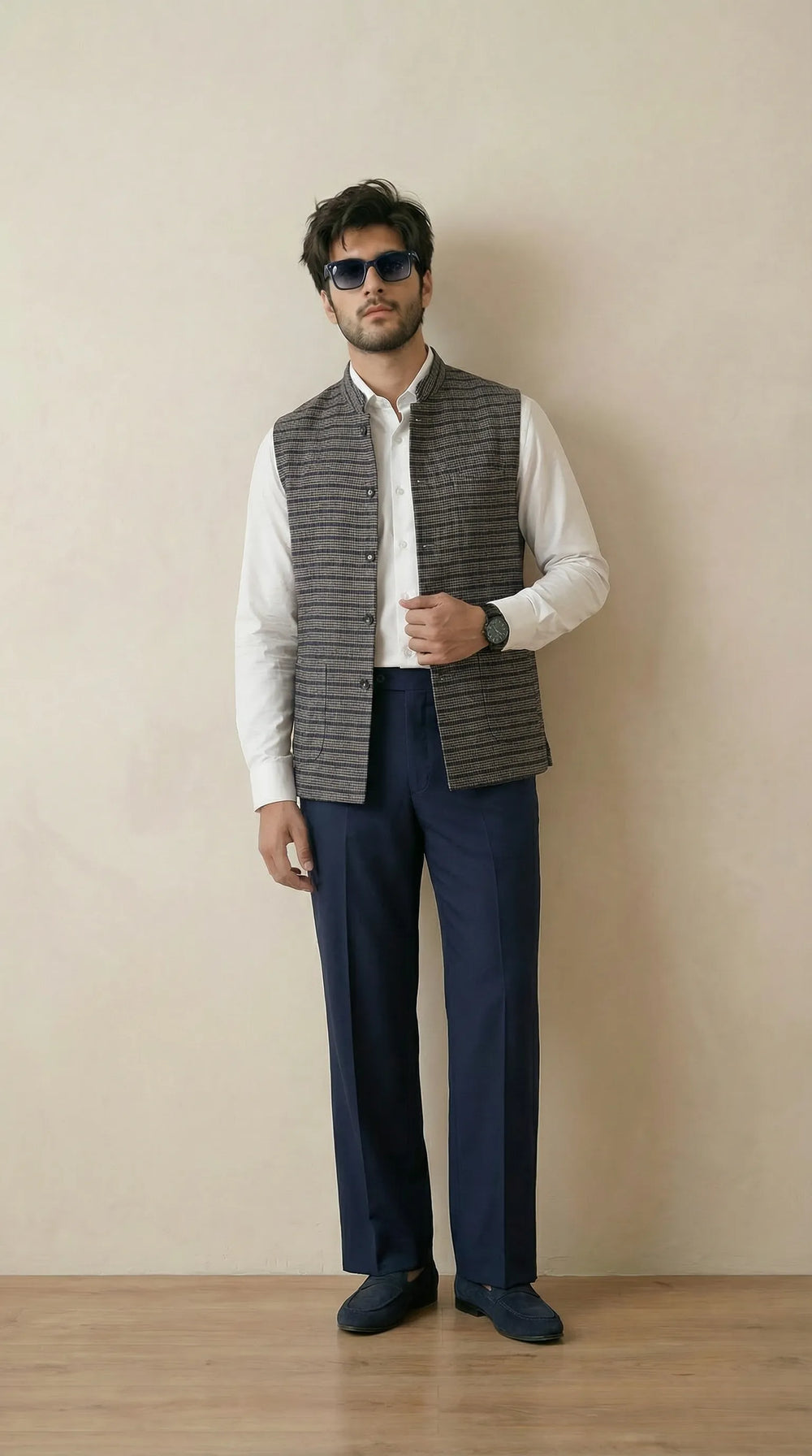 Steel Grey Signature Nehru Fit Jacket | 100% Woolen