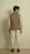 Reversible Biscuit Brown Nehru Fit Jacket | 100% Woolen