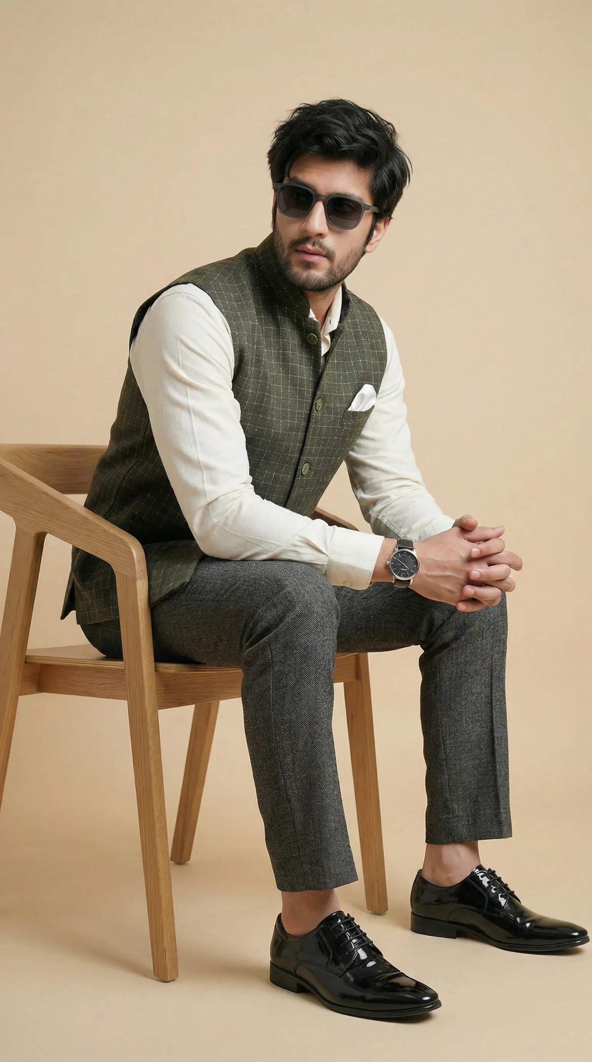 Dark Green Signature Nehru Fit Jacket | 100% Woolen