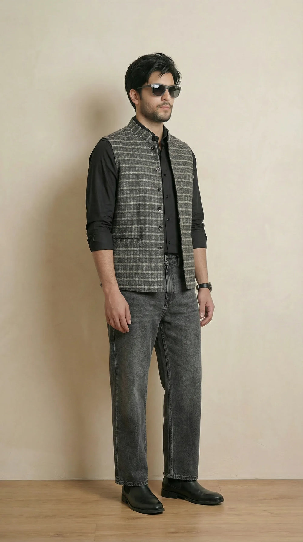 Reversible Iron Grey Nehru Fit Jacket | 100% Woolen