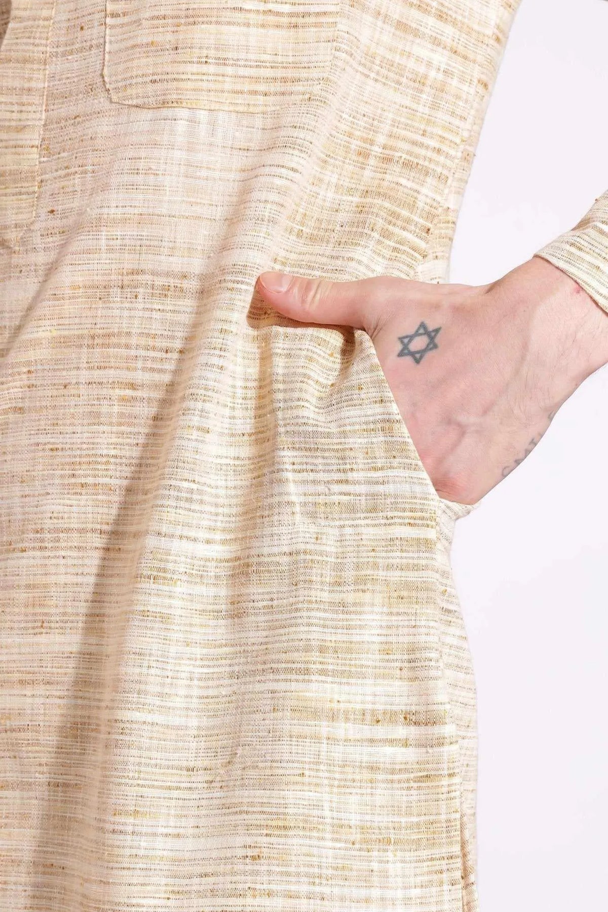 Wheat Color Khadi Cotton Kurta