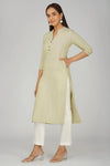 Women's Khadi Long  Kurti Beige Brown