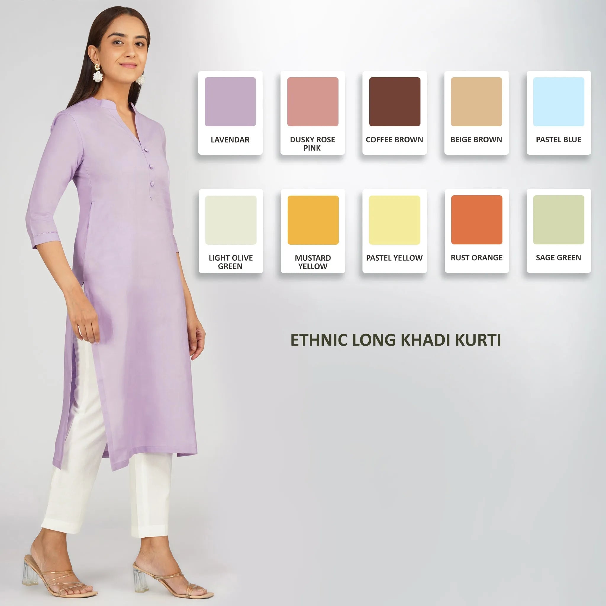 Women's Khadi Long Kurti Lavander