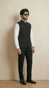 Black Signature Nehru Fit Jacket | 100% Woolen