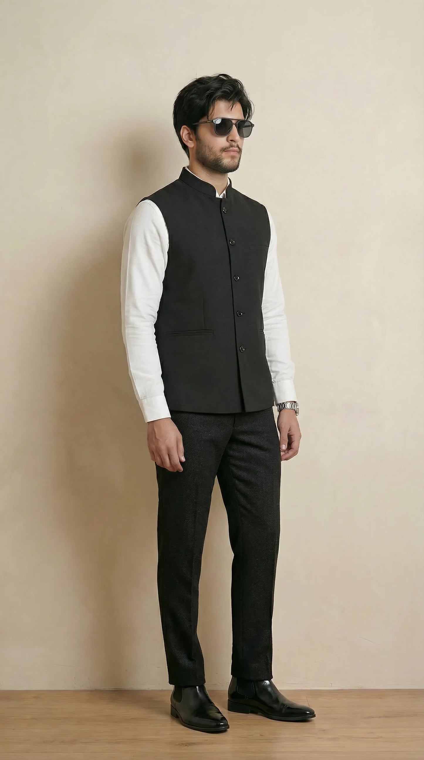 Black Signature Nehru Fit Jacket | 100% Woolen