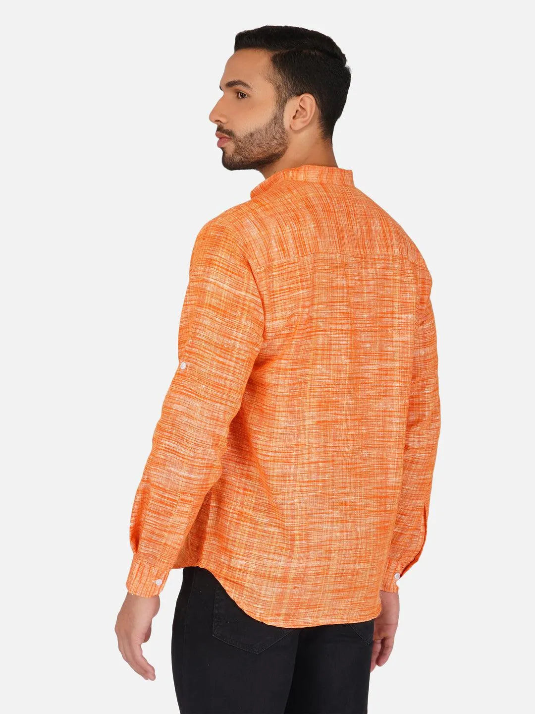 Pure Khadi Short Kurta in Orange Color