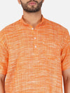 Pure Khadi Short Kurta in Orange Color