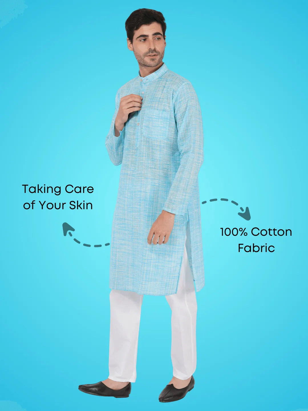 Light Blue Khadi Kurta