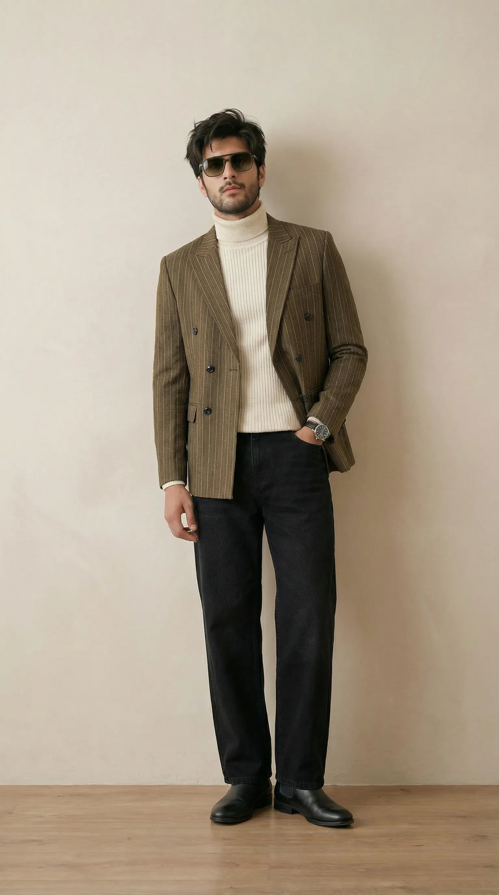 Olive Tweed Blazer | 100% Wool, Classic Structured Fit