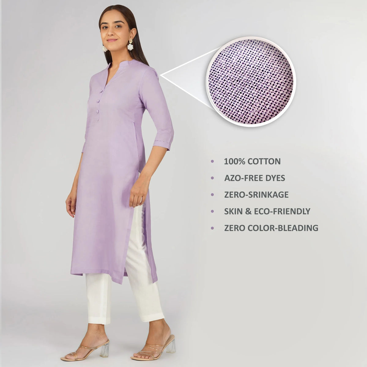 Women's Khadi Long Kurti Lavander