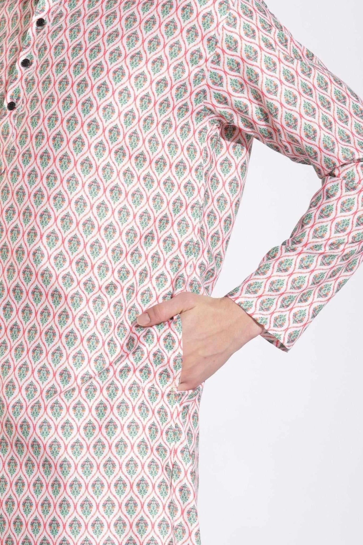 Vintage Ethnic Light Pink Print Cotton Kurta