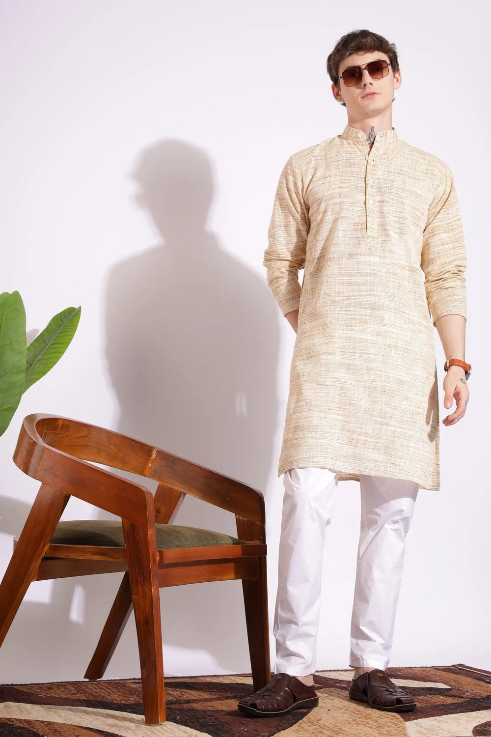 Wheat Color Khadi Cotton Kurta